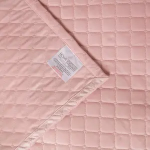 Homescapes Diamond Quilted Pink Velvet Throw