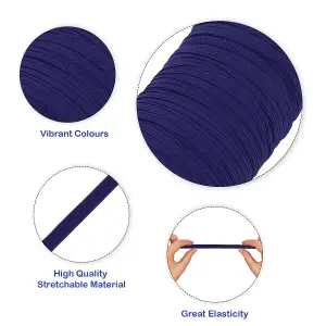 5mm Wide Flat Elastic Band, Adjustable Strech Elastic Cord Flat Tape, Royal Blue - 25 metres