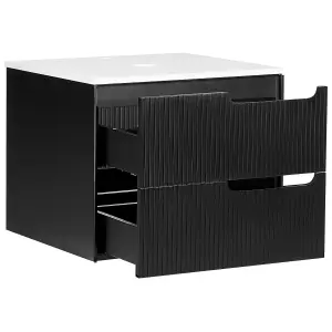 Bathroom Wall Mounted Cabinet 60 x 52 cm Black QUINTELA