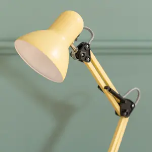 ValueLights Frankie Yellow Adjustable Craft Reading Desk Table Lamp Task Lighting office Light - Bulb Included