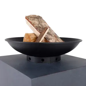 Charles Bentley Fire Pit with Metal Fire Bowl and Square Concrete base