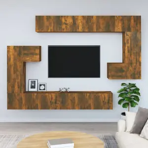 Berkfield Wall-mounted TV Cabinet Smoked Oak Engineered Wood