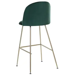 Set of 2 Bar Chairs ARCOLA Velvet Emerald Green