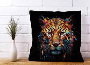 Splashart Leopard Face Cushions 45cm x 45cm