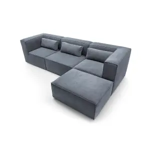 Doris Modular Corner Sofa in Dark Grey Cord Chenille