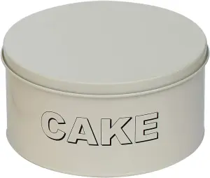 Metal 2PC Cake Carrier & Cake Tin Storage Set - Antique Cream Finish - Secure Clip Lock Closure