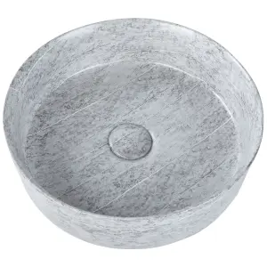 Ceramic Countertop Basin Granite Effect 370 mm Grey GUDAR