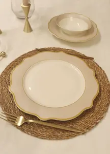 Rozi Jaswely Collection Porcelain Dinner Plates, Set of 6 - Sand Beige