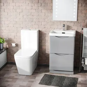 Nes Home Merton Freestanding Vanity Basin Unit Square Rimless Close Coupled Toilet