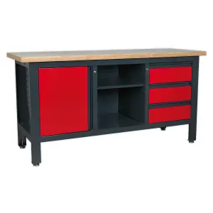 Sealey Work Station 3 Drawers 1 Cupboard & Open Storage 300kg Capacity AP1905B