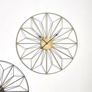 Gold Metal Geo Design Round Wall Clock