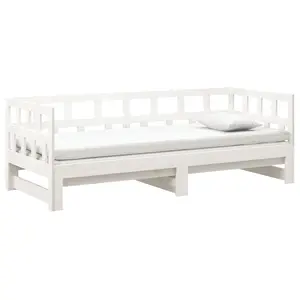 Berkfield Pull-out Day Bed White Solid Wood Pine 2x(90x200) cm