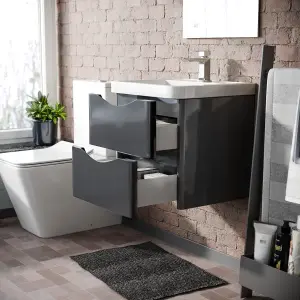 Nes Home 500mm Wall Hung Basin Vanity Unit Steel Grey