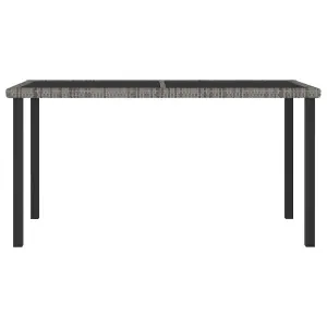 Berkfield Garden Dining Table Grey 140x70x73 cm Poly Rattan