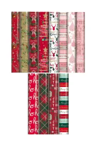 8 Rolls Christmas Gift Wrapping Paper Assorted Traditional Contemp Blush Mix