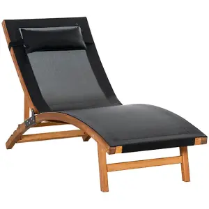 Wooden Outdoor Chaise Lounge with Adjustable Back and Headrest / Elegant Comfort for Relaxation