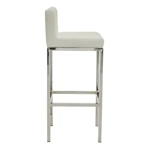 Madeline Upholstered Counter Stool with Metal Frame Silver / White