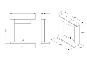 Be Modern Attley Oak effect & Black Fire surround set with Lights included