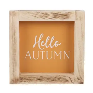 Something Different Hello Autumn Wooden Framed Plaque Orange/Brown (One Size)