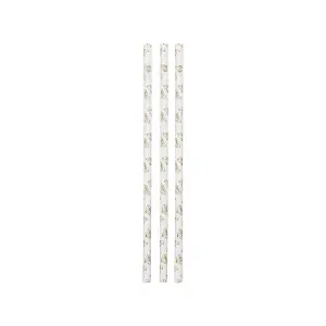 Unique Party Paper Diamond Disposable Straws (Pack of 10) White/Gold (One Size)