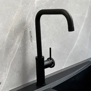 Liquida LB418MB Industrial Style Single Lever Matt Black Kitchen Mixer Tap