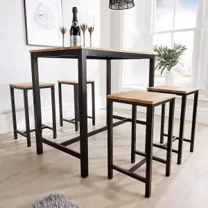 Home Source Nicosia Oak Table and Bar Stool Set