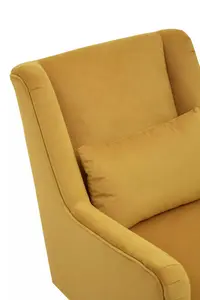 Interiors by Premier Yellow Velvet Armchair for Lounge, Angular Gold Leg Chair with Velvet Upholstery for Living Room, Home