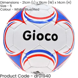 Size 5 PVC Training Football - WHITE/BLUE/RED Skill Control Practice Ball