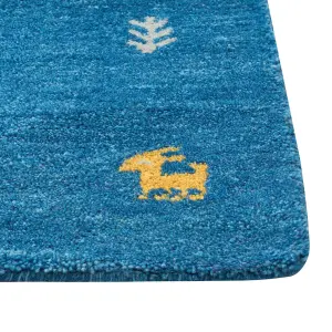 Wool Gabbeh Area Rug 160 x 230 cm Blue CALTI