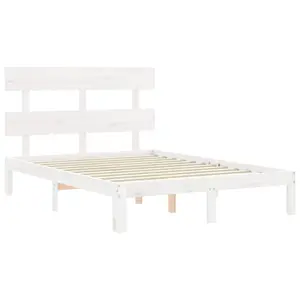 Berkfield Bed Frame with Headboard White 140x200 cm Solid Wood