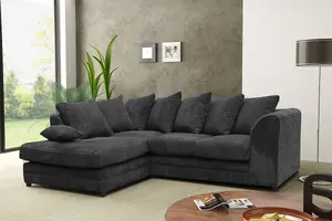 Chicago Jumbo Cord Left Hand Facing Corner Sofa Black