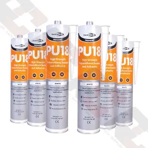 PU18 White Polyurethane Sealant Adhesive 310ml Tubes (6 PACK)