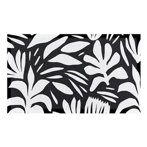 Abstract Leaf Black And White Indoor & Outdoor Doormat - 70x40cm