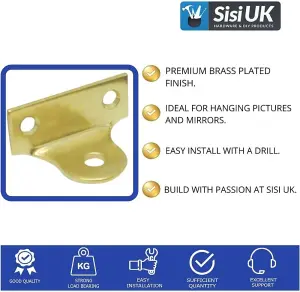 Right Angle Picture Brackets Hooks Picture Hanging Plate Brass L Shaped Brackets Wall Brackets Fixing Picture Mirror Pack of 6