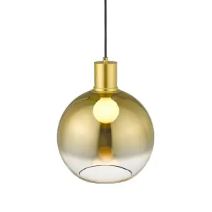 Luminosa Contemporary Dome Pendant Ceiling 1 Light Gold, Glass