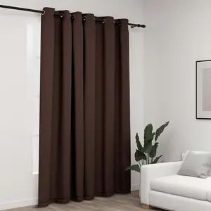 vidaXL Linen-Look Blackout Curtain with Grommets Taupe 290x245cm