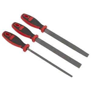 Premier Rasp File Set 3 Pcs Flat/Half Round/Round 200mm Ergonomic Durable AKR03