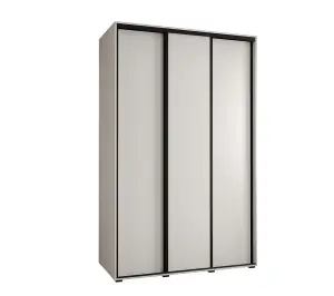 Timeless White Sliding Wardrobe H2050mm W1500mm D600mm with Customisable Black Steel Handles