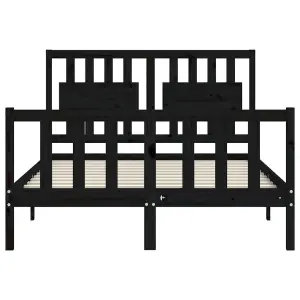 Berkfield Bed Frame with Headboard Black 140x190 cm Solid Wood