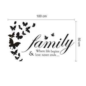 Family Quote with Butterflies Mirror Mirror Stickers Nursery Home Decoration Gift Ideas 27 pieces