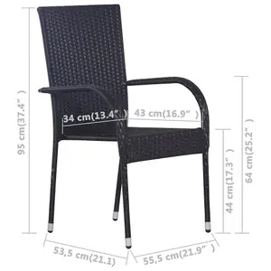 Berkfield Stackable Outdoor Chairs 4 pcs Poly Rattan Black