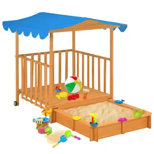 Berkfield Kids Playhouse with Sandbox Fir Wood Blue UV50