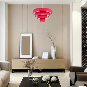 ValueLights Nevada Modern 4 Tier Red Fabric Ceiling Pendant Light Shade