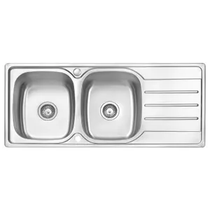 JASSFERRY Large Kitchen Sink Stainless Steel Matt Inset Double Bowl Reversible Drainer