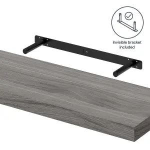 GoodHome Cusko Grey oak effect Rectangular Floating shelf (L)80cm x (D)23.5cm