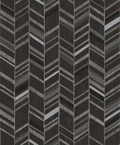 Galerie Special FX Black Grey Silver Glitter Chevrons Embossed Wallpaper