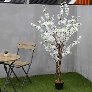 White Artificial Plant Potted Peach Flower Tree House Plant Indoor Plant 150 cm