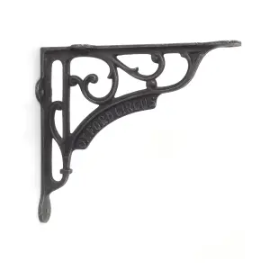 Oakcrafts - Pair of Antique Cast Iron London 'Oxford Circus' Shelf Brackets - 195mm x 170mm