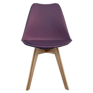 Soho Aubergine Plastic Dining Chair with Squared Light Wood Legs