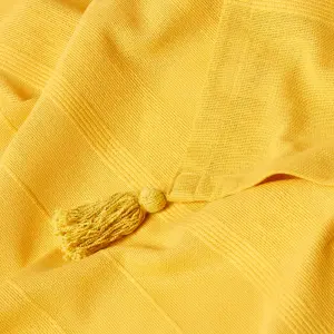 Homescapes Cotton Rajput Ribbed Yellow Throw, 255 x 360 cm